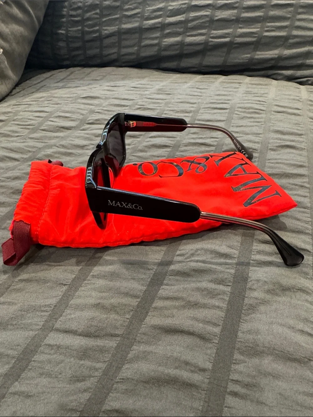 Max & Co. Black Square Frame Sunglasses with Dark Lenses